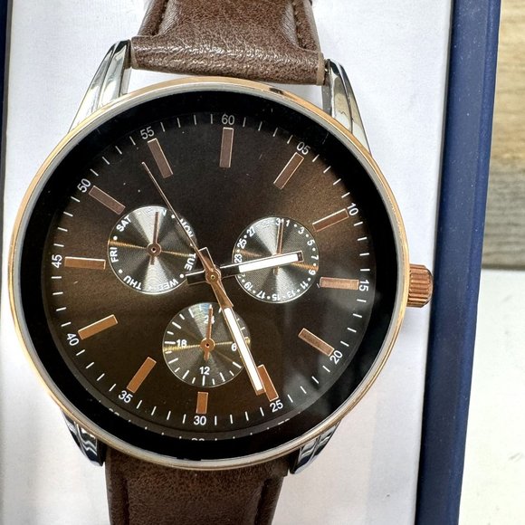 George Mens Bronze Dial Easy Read New in Box Vegan Leather band - Picture 6 of 6